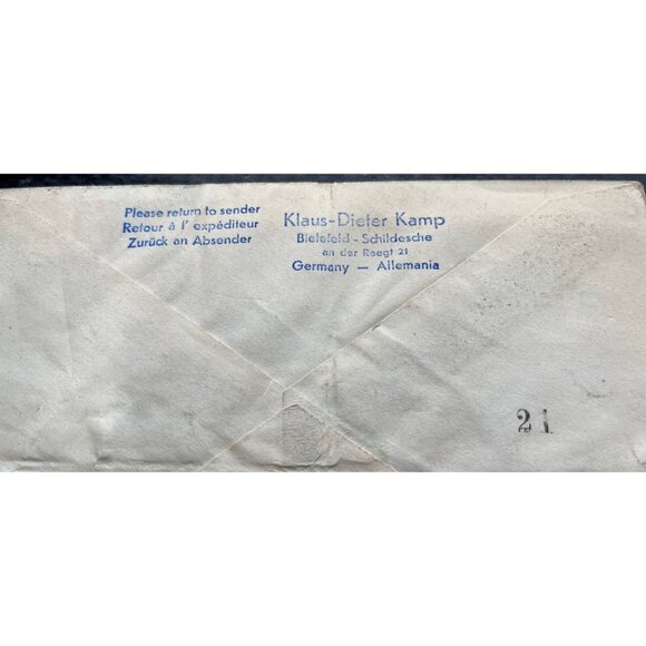 Vtg 1956 Opening Flight Hamburg-Dusseldorf Paris - New York By Airmail By Plane - Picture 5 of 6